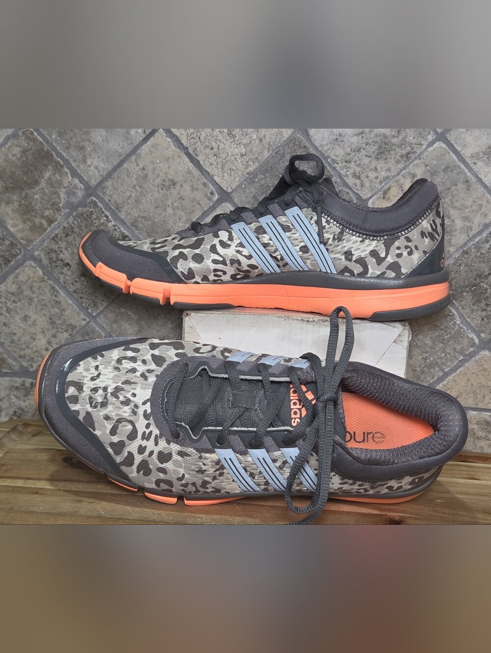 Womans Adidas Adipore 360.2 Training Shoes Gray Leopard Print Size 9.5 M USA